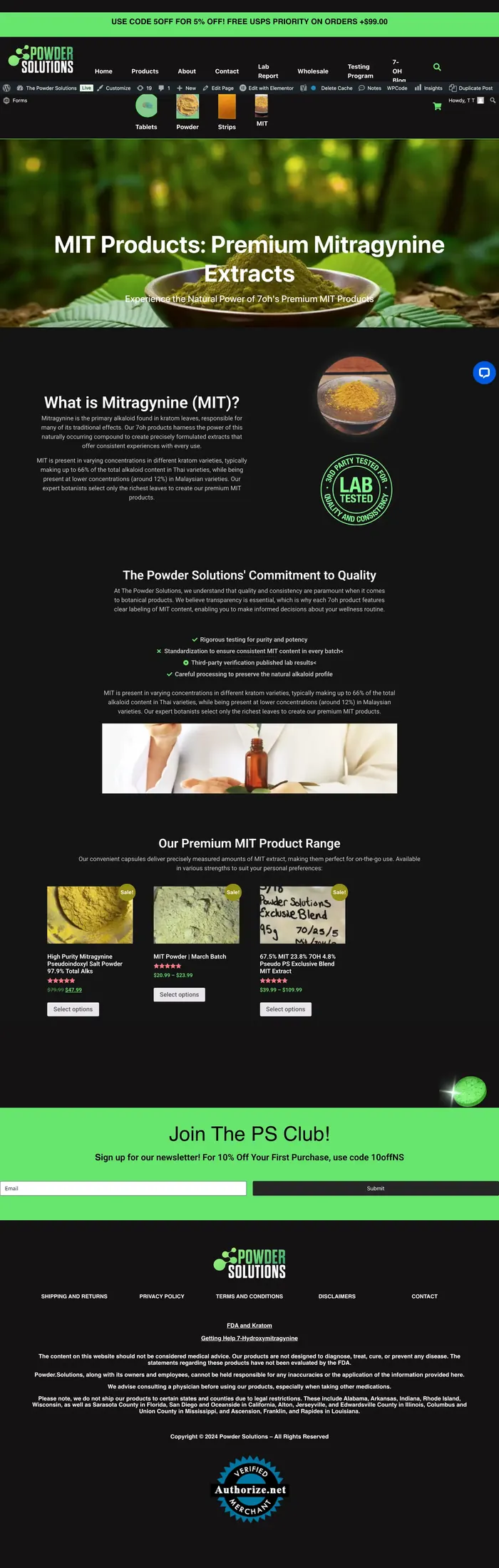 Powder Solutions website full page