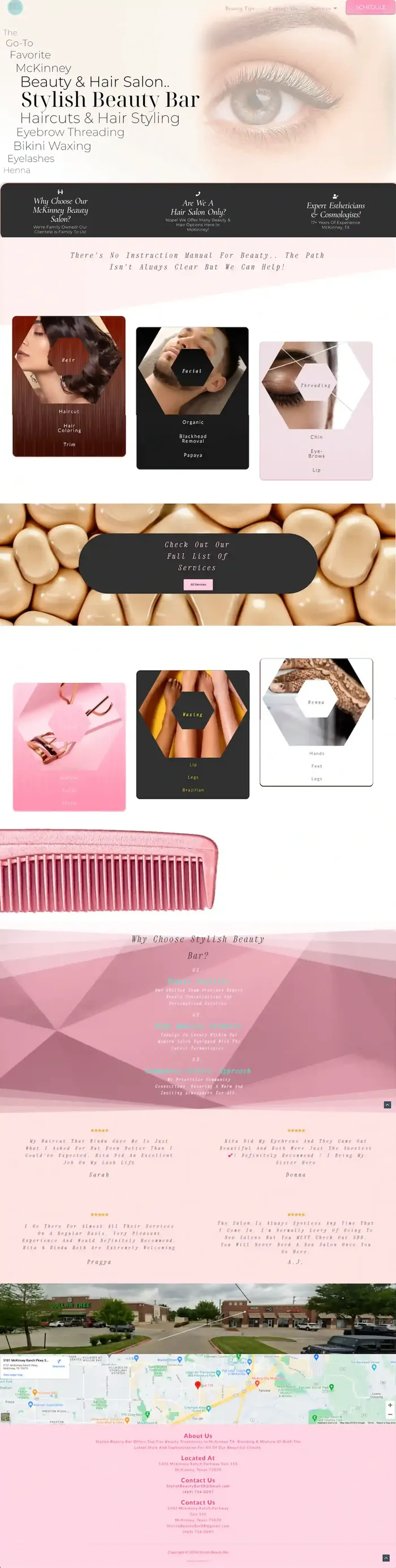 Stylish Beauty Bar website full page