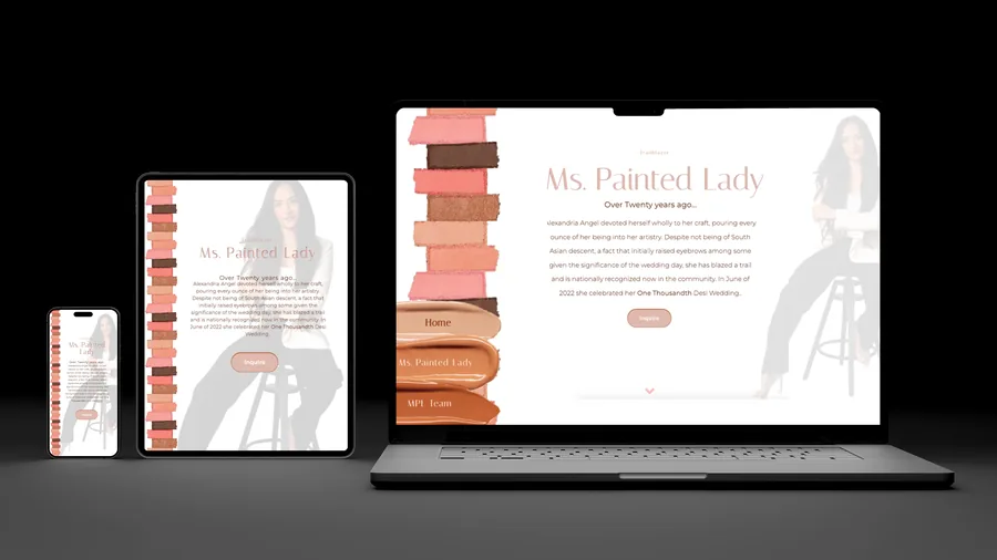 Ms. Painted Lady website shown across laptop, tablet, and phone