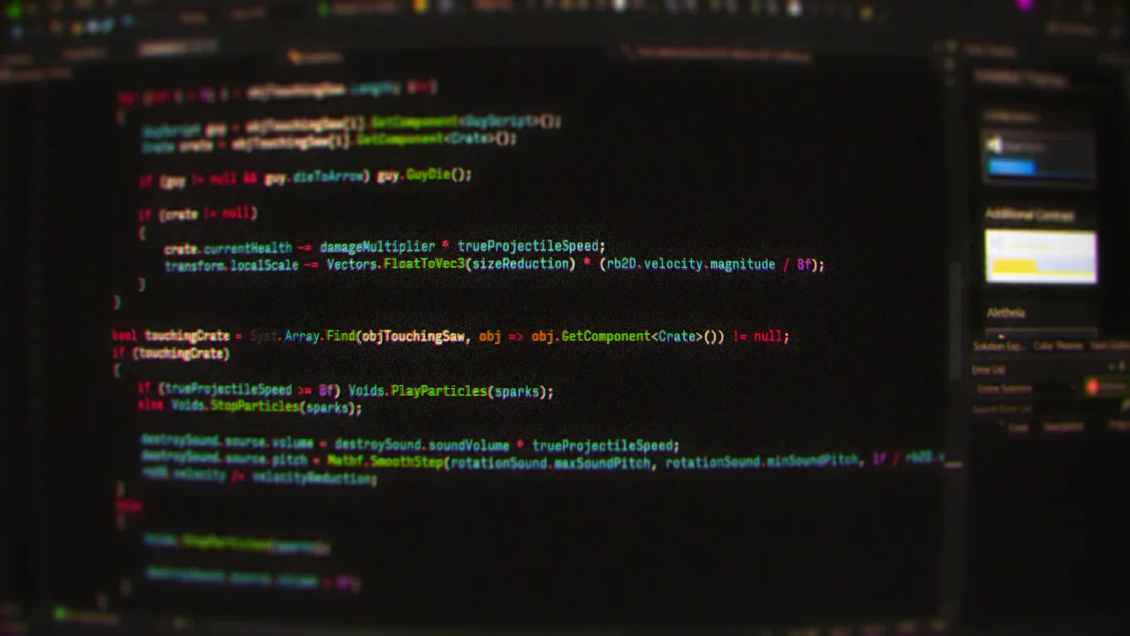 Application source code on a developer's screen