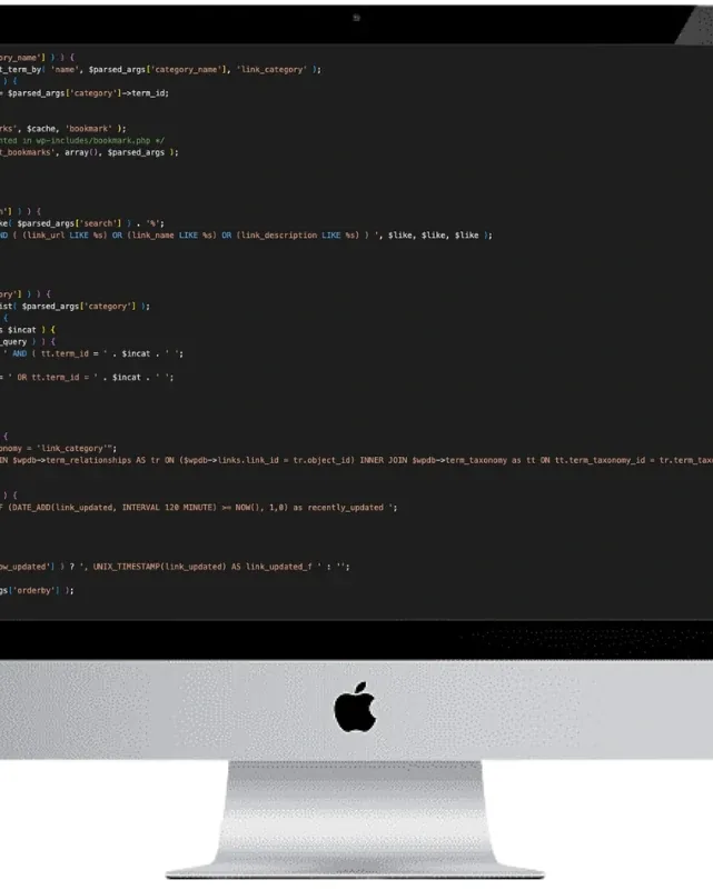 Desktop computer displaying application code
